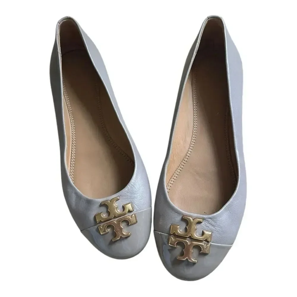 Tory Burch | 60226 Everly Cap Toe Ballet Nappa Leather French Gray | 7.5